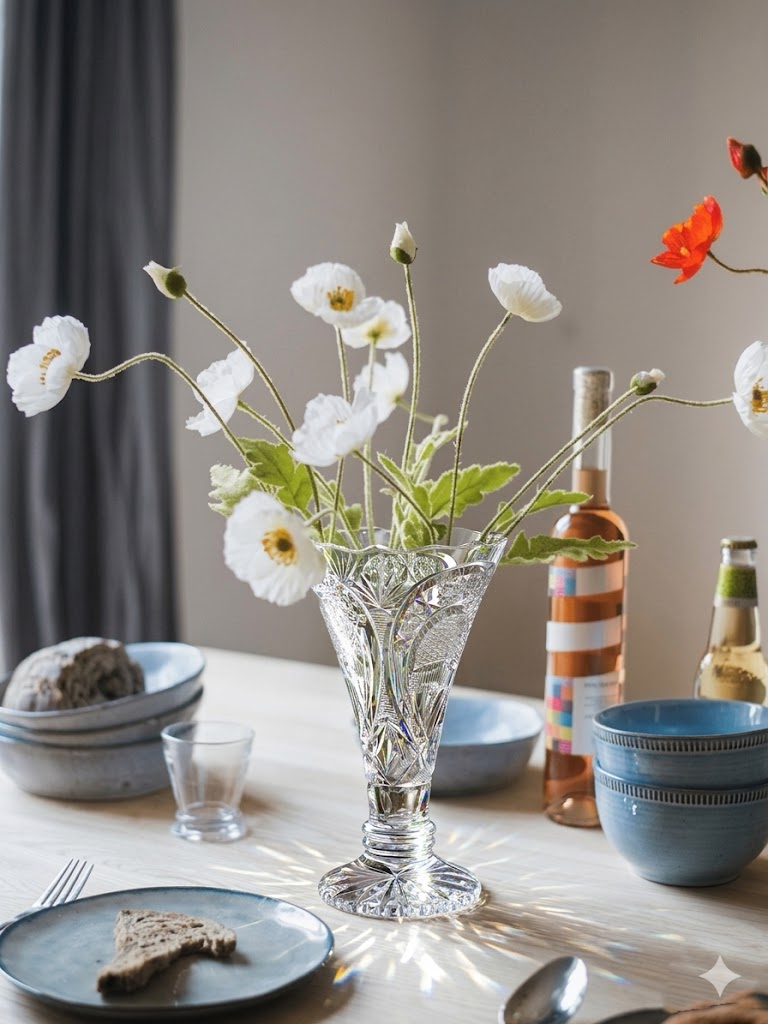 Bình hoa pha lê Bohemia cho bàn ăn
