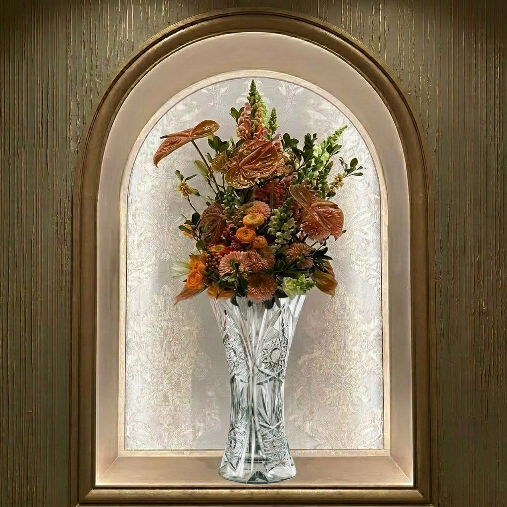 Bình hoa pha lê Bohemia dáng loe cổ điển