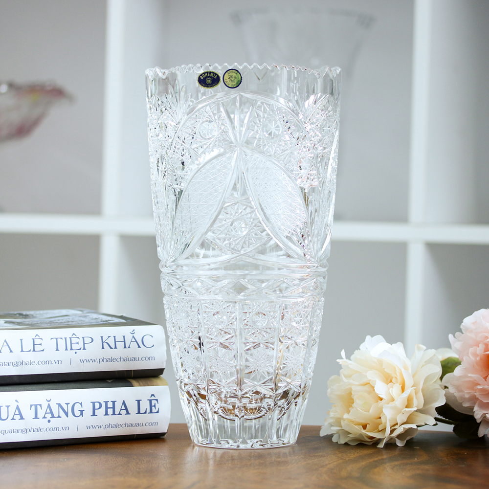 Bình hoa pha lê Bohemia dáng trụ