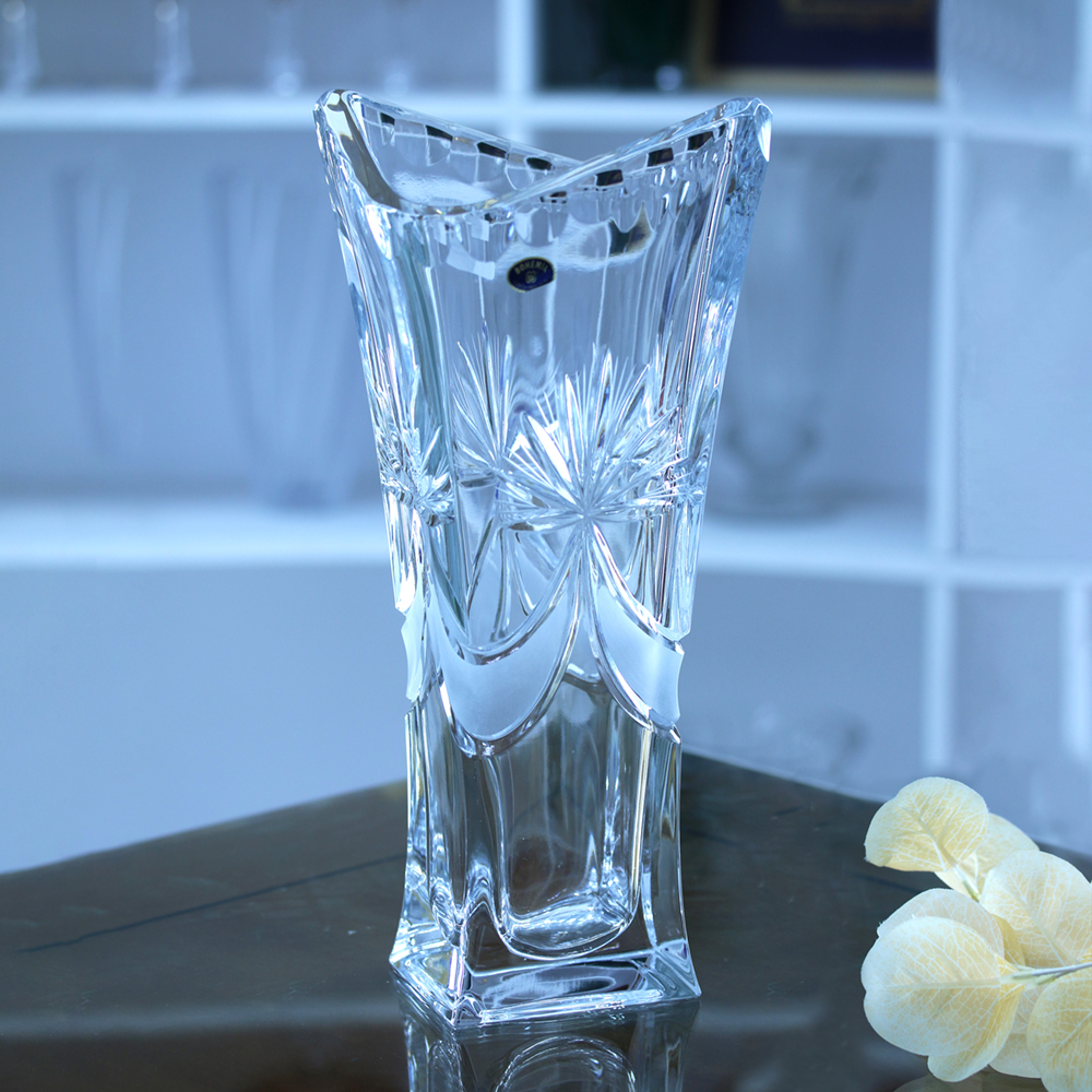 Bình hoa pha lê mài nơ cao cấp