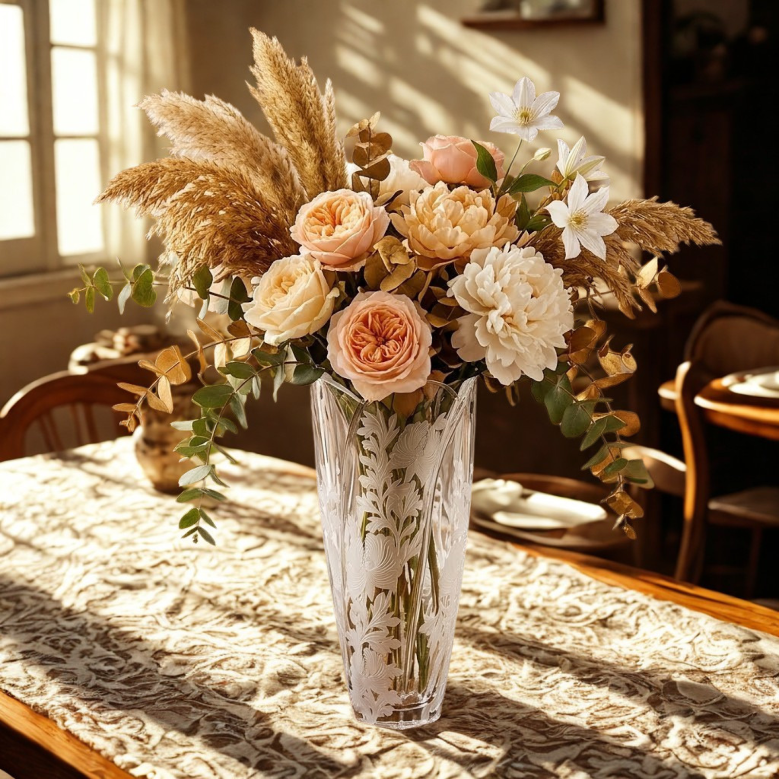 Bình hoa pha lê thủ công