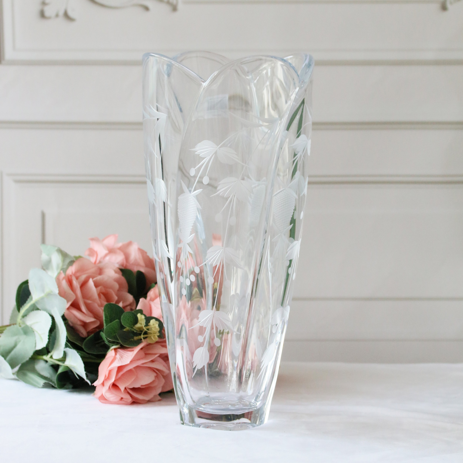 Bình hoa pha lê mài tay