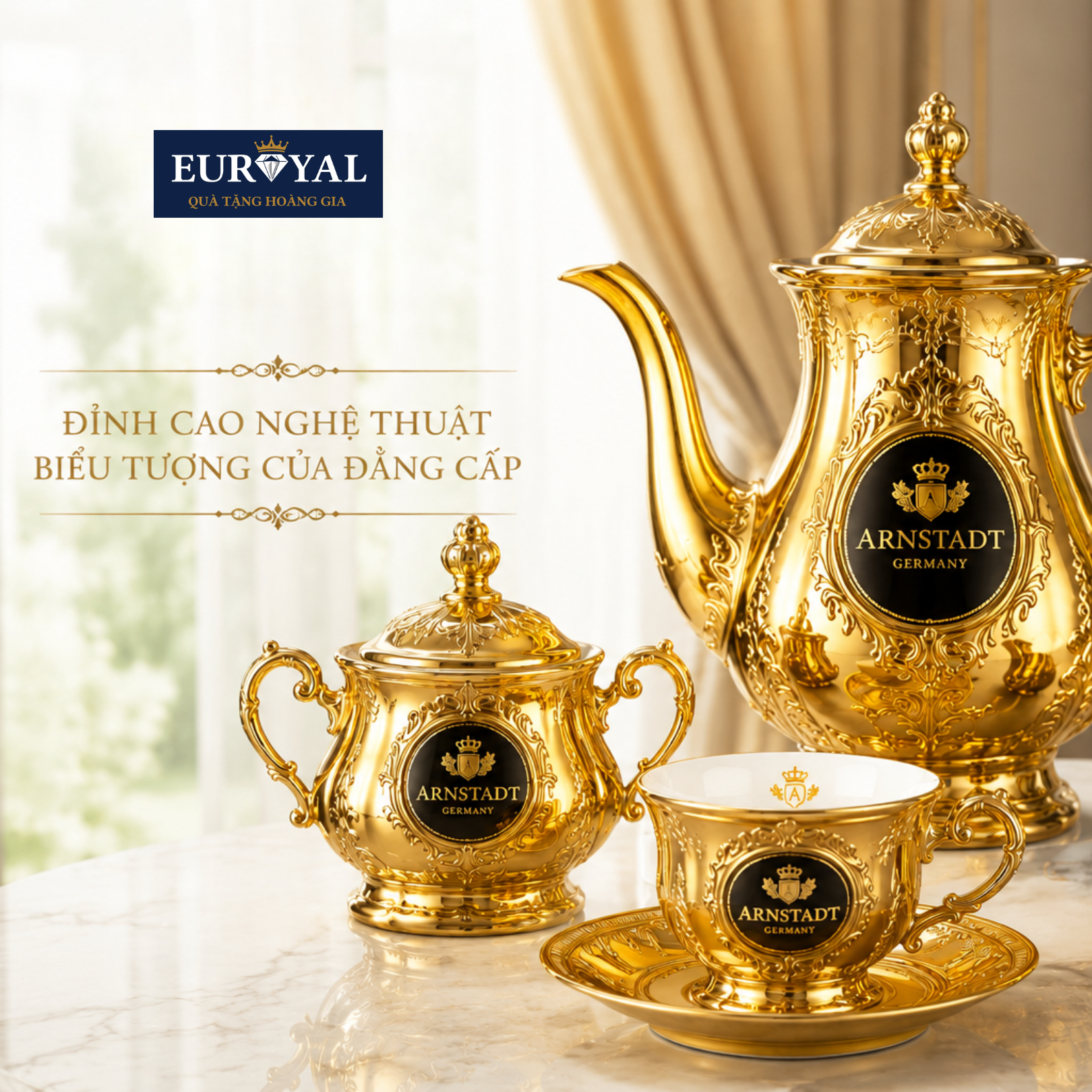 Arnstadt Crystal: Đỉnh Cao Pha Lê Mài Tay Và Nghệ Thuật Vẽ Vàng Của Nước Đức